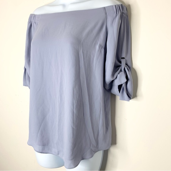 Aritzia Babaton Women's Blouse Malik Top Off The Shoulders Tie Sleeve Purple XS - Picture 6 of 16